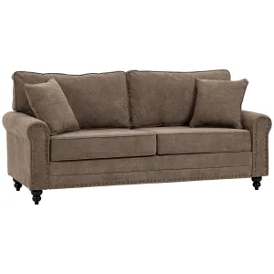 2 Seater Sofas for Living Room Fabric Sofa with Nailhead Trim Loveseat with Cushions and Throw Pillows Brown