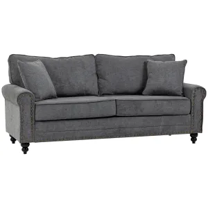 2 Seater Sofas for Living Room Fabric Sofa with Nailhead Trim Loveseat with Cushions and Throw Pillows Grey