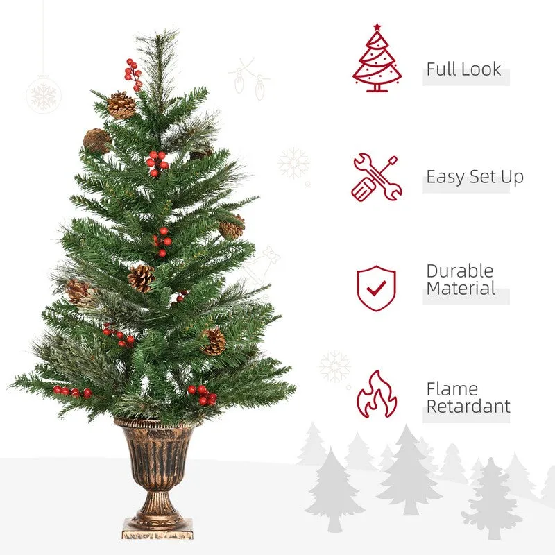 2x 3 Foot Berries & Cones Christmas Tree Artificial - Ornament 110 Tips