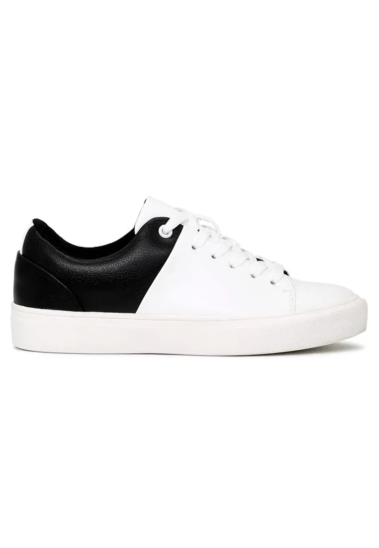 Black/White Lace-Up Sneakers