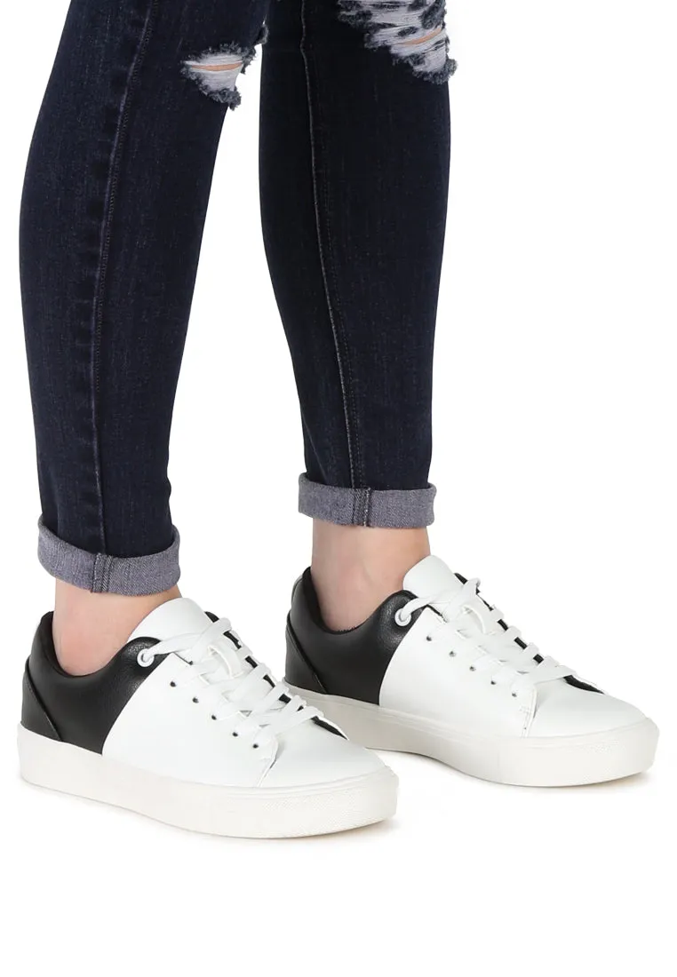 Black/White Lace-Up Sneakers