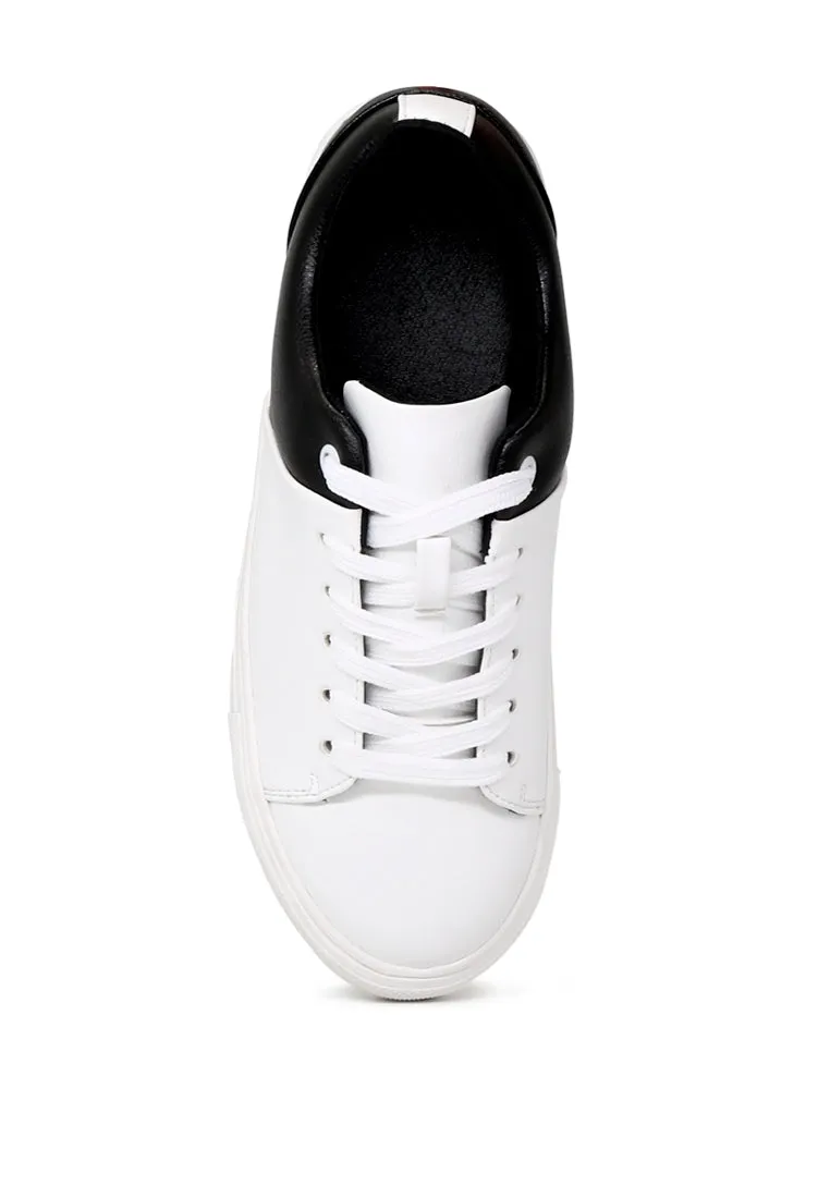 Black/White Lace-Up Sneakers