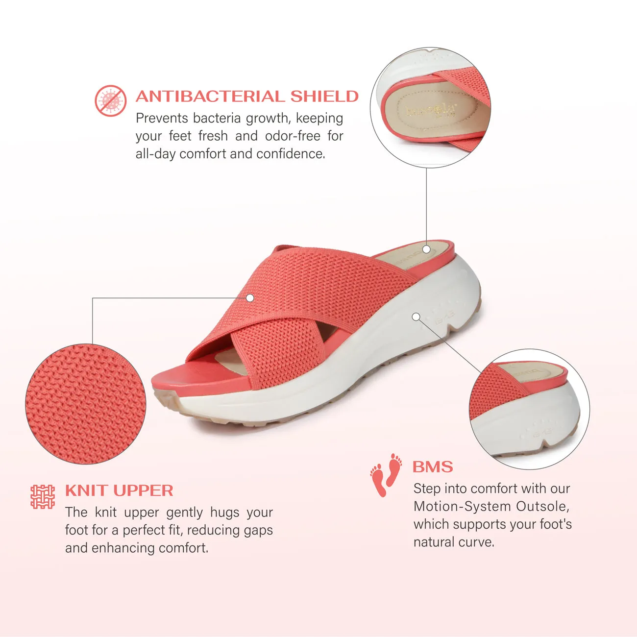 BMS 2.0 Cross Straps Slide Sandals (Coral)