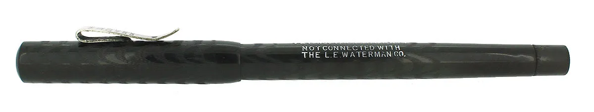C1913 AA WATERMAN #2 SIZE BLACK CHASED HARD RUBBER TWISTFILLER 1.93MM FLEX NIB FOUNTAIN PEN