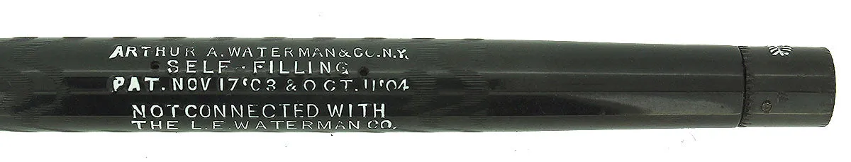 C1913 AA WATERMAN #2 SIZE BLACK CHASED HARD RUBBER TWISTFILLER 1.93MM FLEX NIB FOUNTAIN PEN
