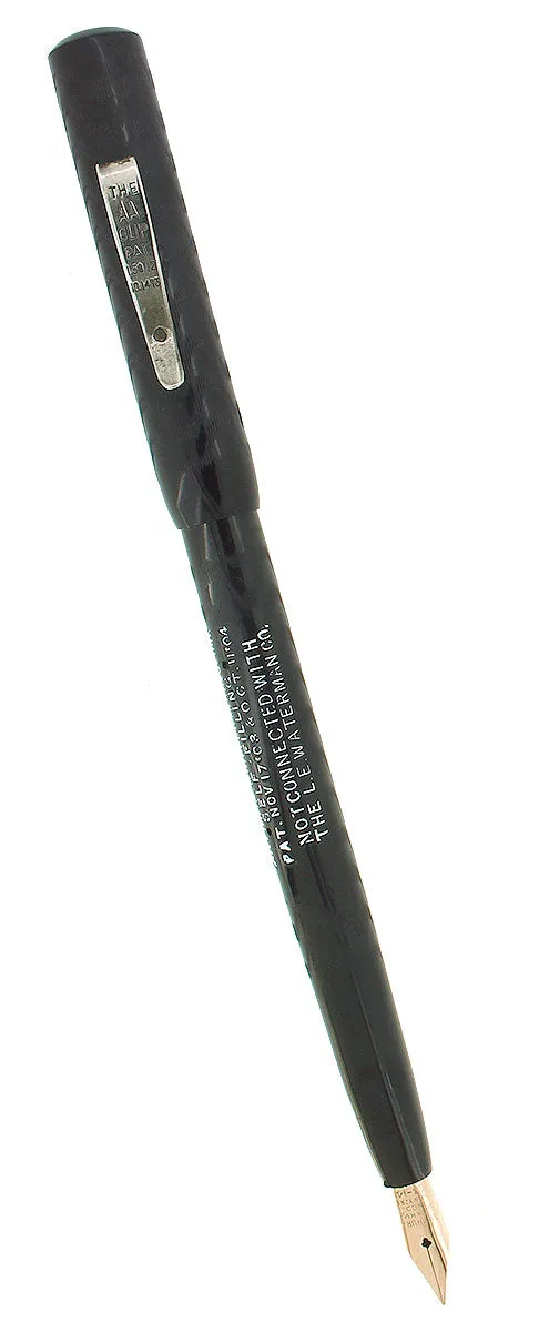 C1913 AA WATERMAN #2 SIZE BLACK CHASED HARD RUBBER TWISTFILLER 1.93MM FLEX NIB FOUNTAIN PEN
