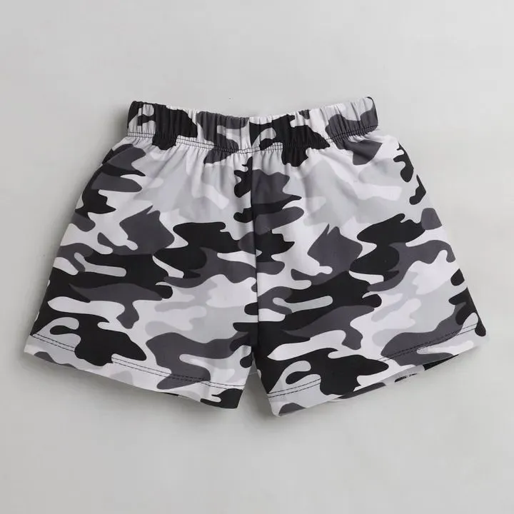 Camouflage Printed Shorts - Grey