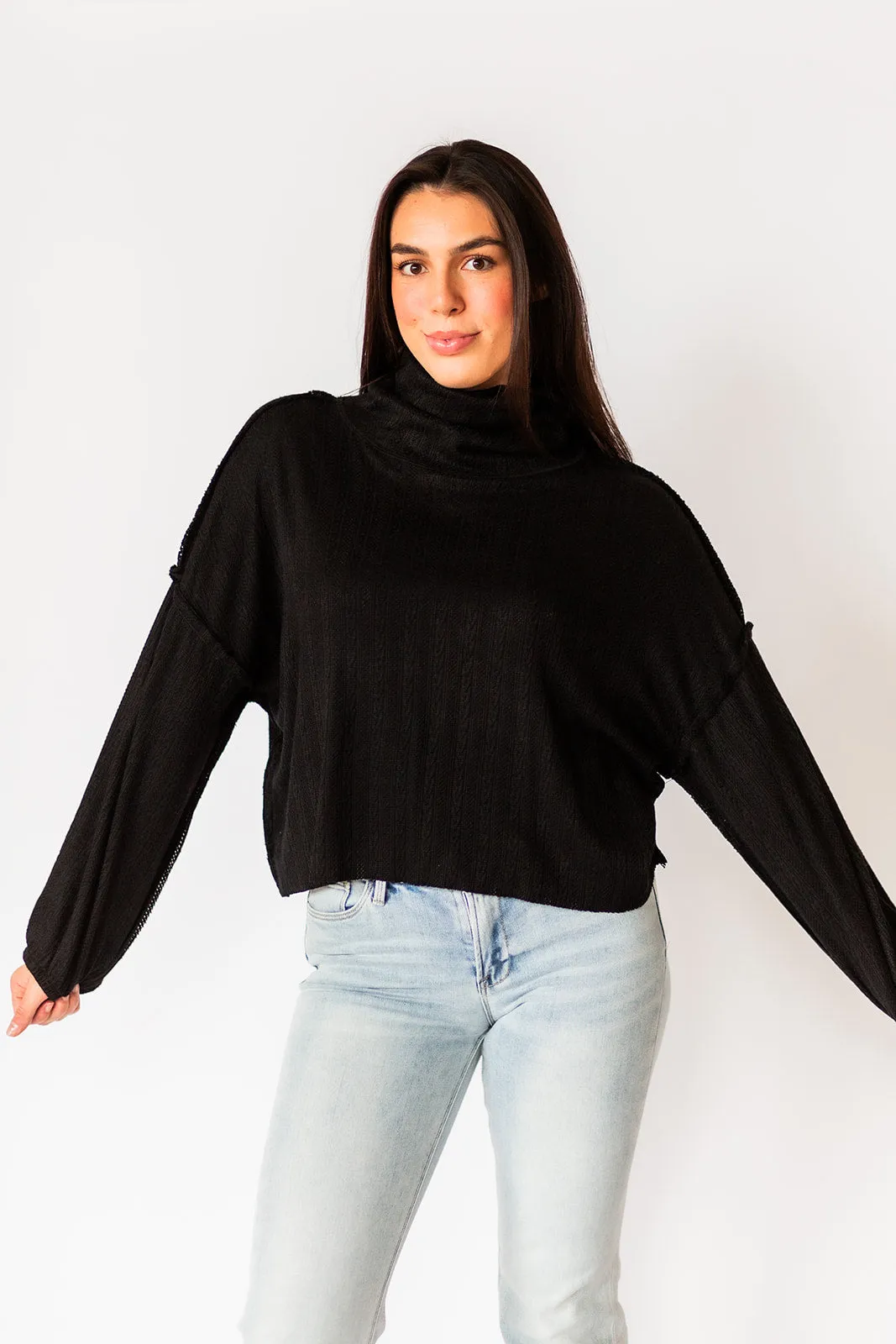 Coco Turtleneck Top Black