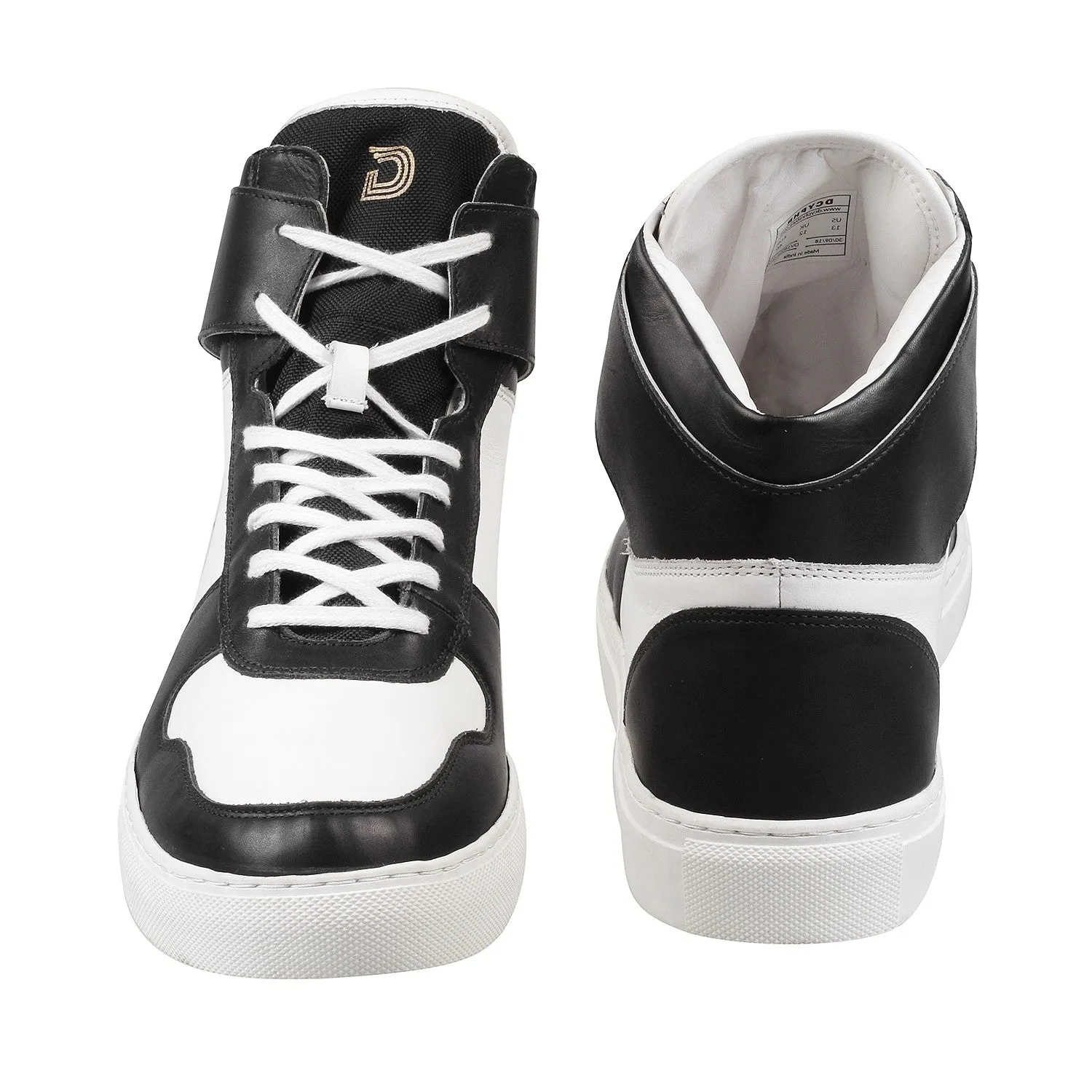 Dcyphr - Moers <br> Plus Size Regular Width Genuine Leather Mid-Ankle Length Black Casual Sneakers