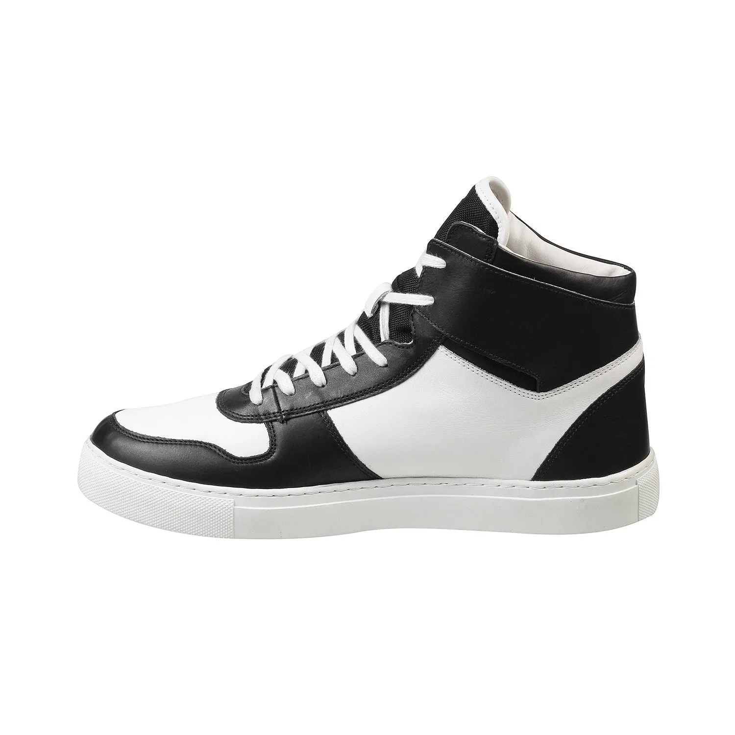 Dcyphr - Moers <br> Plus Size Regular Width Genuine Leather Mid-Ankle Length Black Casual Sneakers