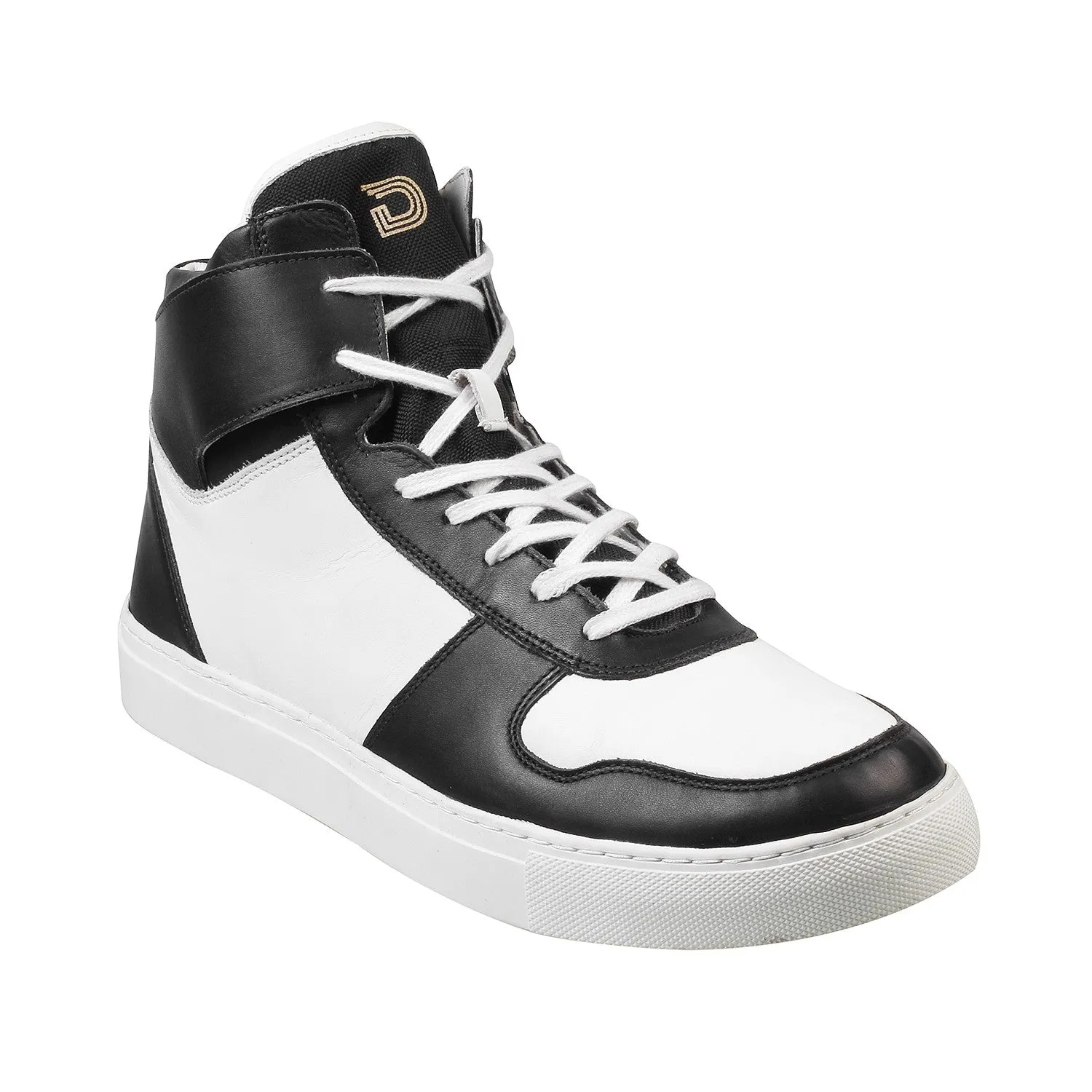 Dcyphr - Moers <br> Plus Size Regular Width Genuine Leather Mid-Ankle Length Black Casual Sneakers