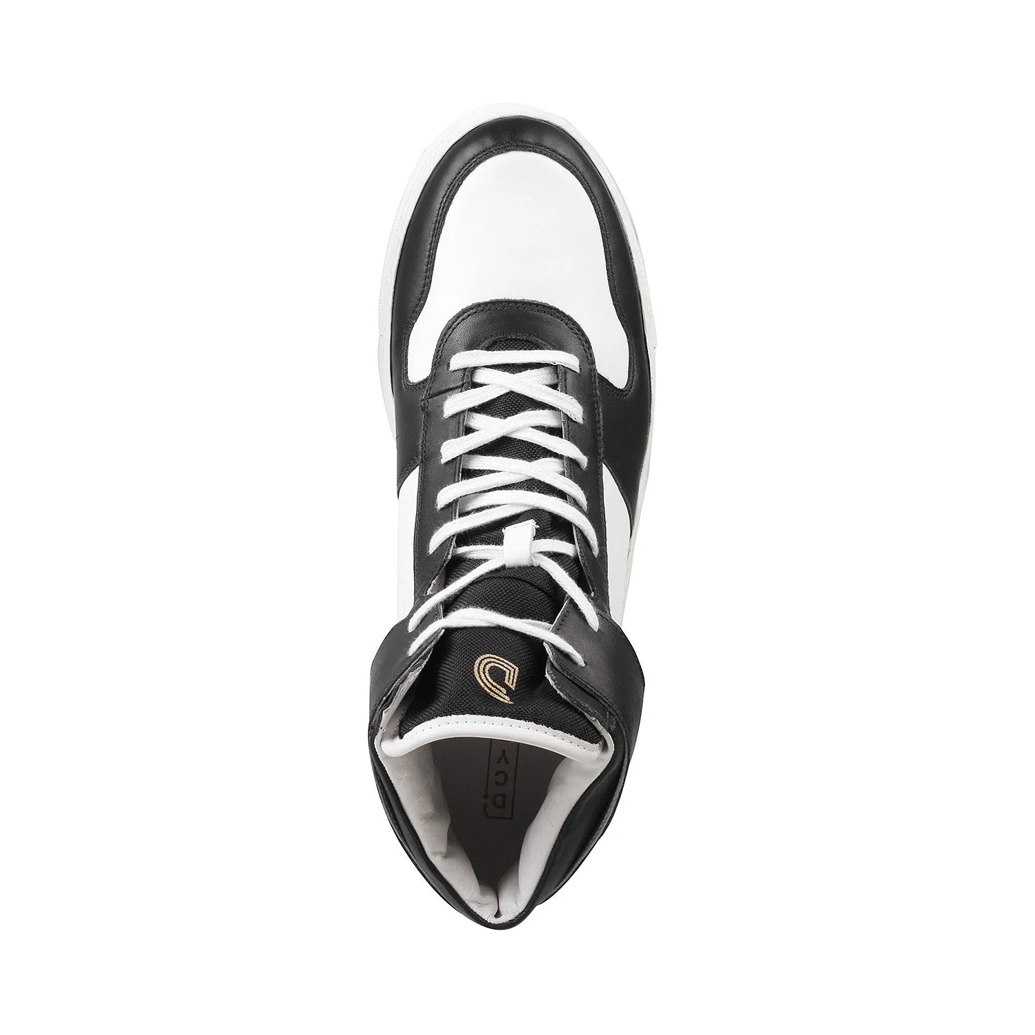 Dcyphr - Moers <br> Plus Size Regular Width Genuine Leather Mid-Ankle Length Black Casual Sneakers