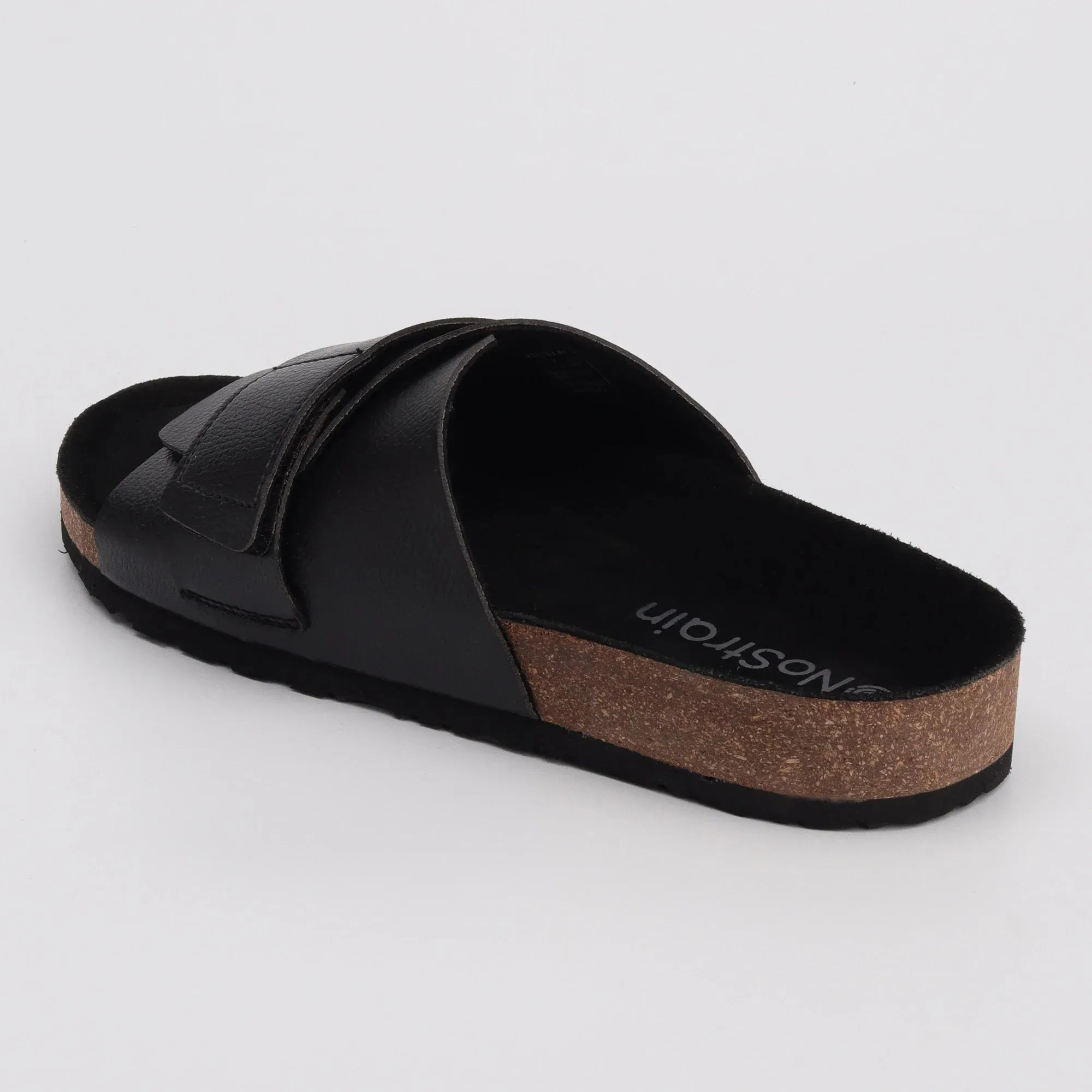 Double Layered Cork Black Leather Sandals for Men 2.0
