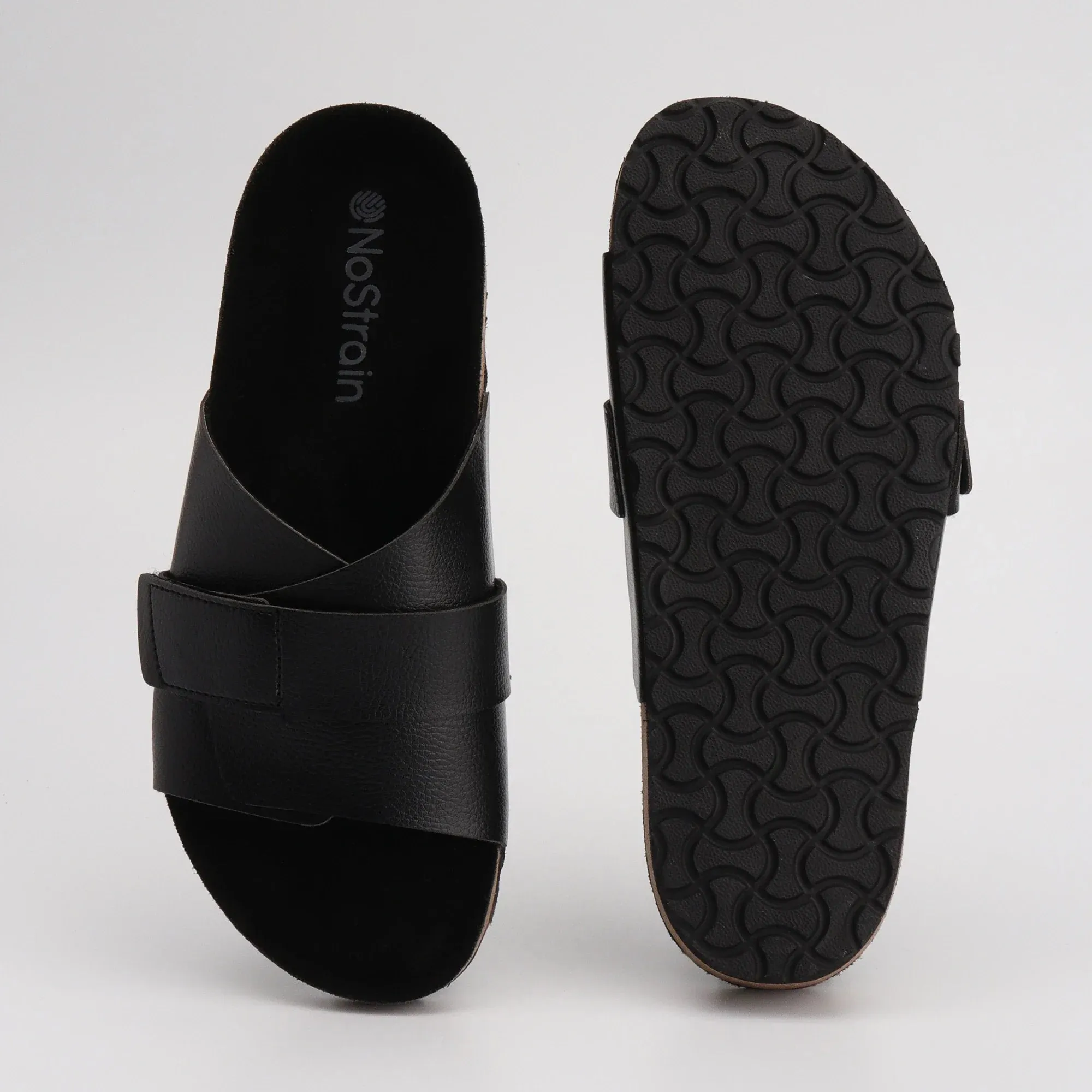 Double Layered Cork Black Leather Sandals for Men 2.0