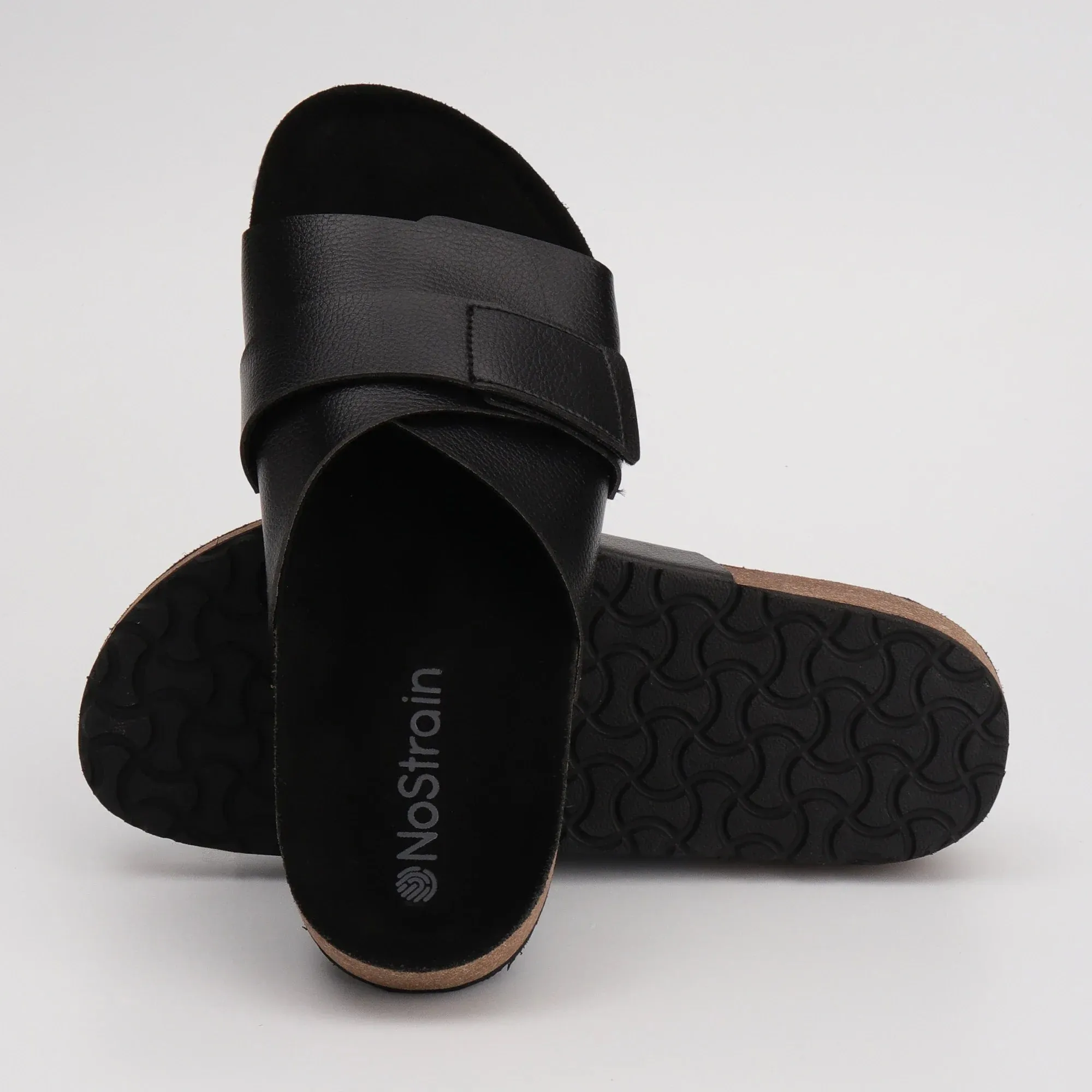 Double Layered Cork Black Leather Sandals for Men 2.0