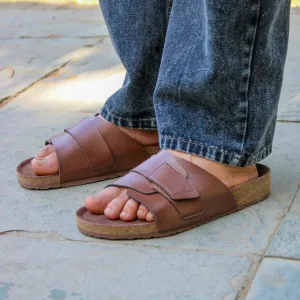 Double Layered Leather Cork Men's Sandals 2.0 - Cookie Brown