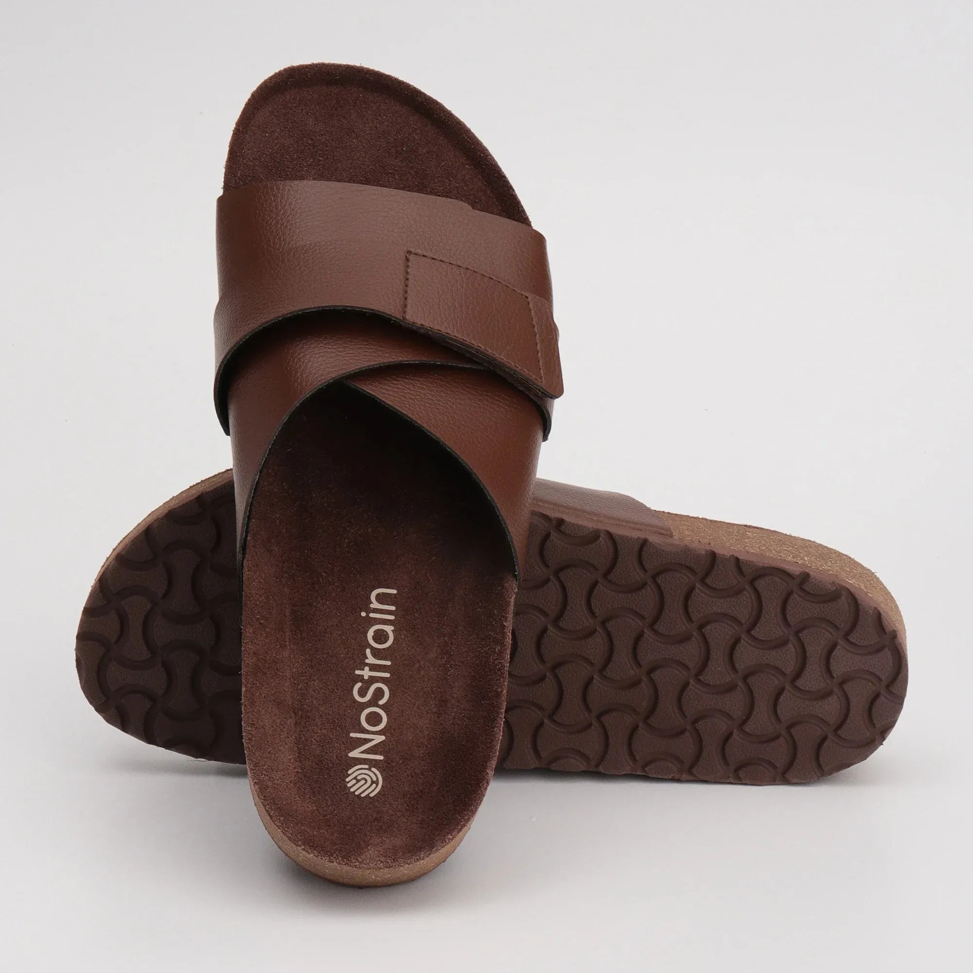Double Layered Leather Cork Men's Sandals 2.0 - Cookie Brown