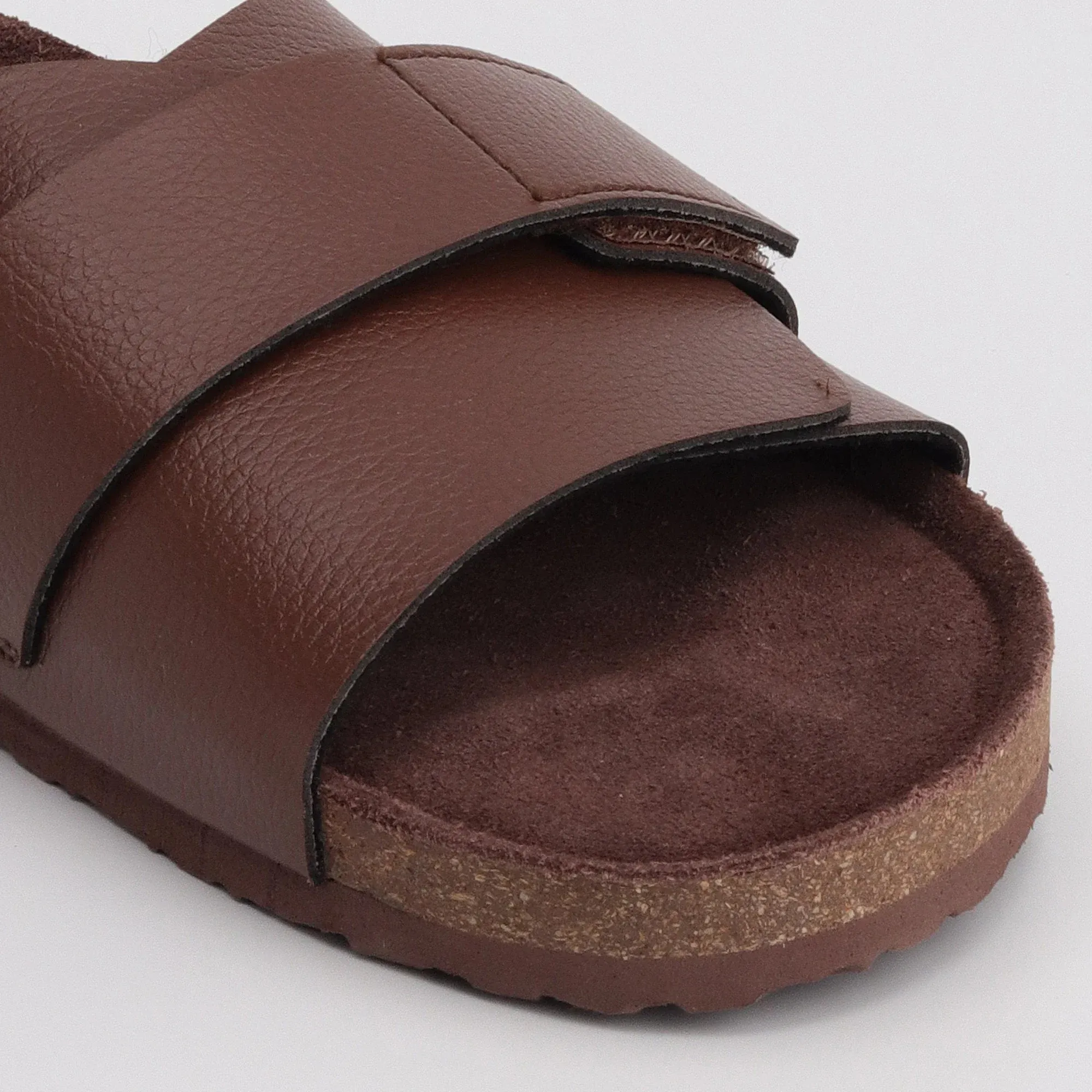 Double Layered Leather Cork Men's Sandals 2.0 - Cookie Brown