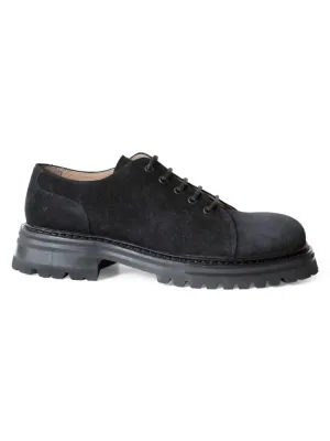 Emiliano Baccarini Suede Derby Shoes with Lug Sole, Black