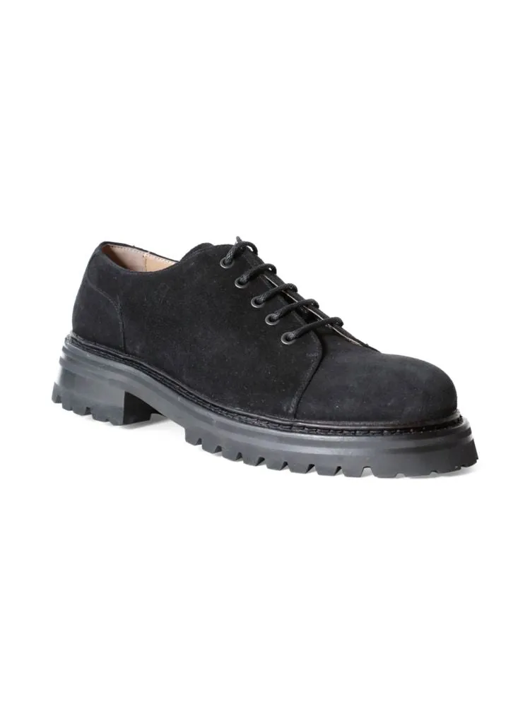 Emiliano Baccarini Suede Derby Shoes with Lug Sole, Black
