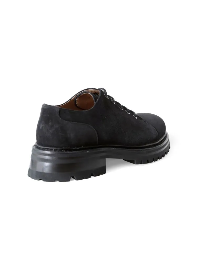 Emiliano Baccarini Suede Derby Shoes with Lug Sole, Black