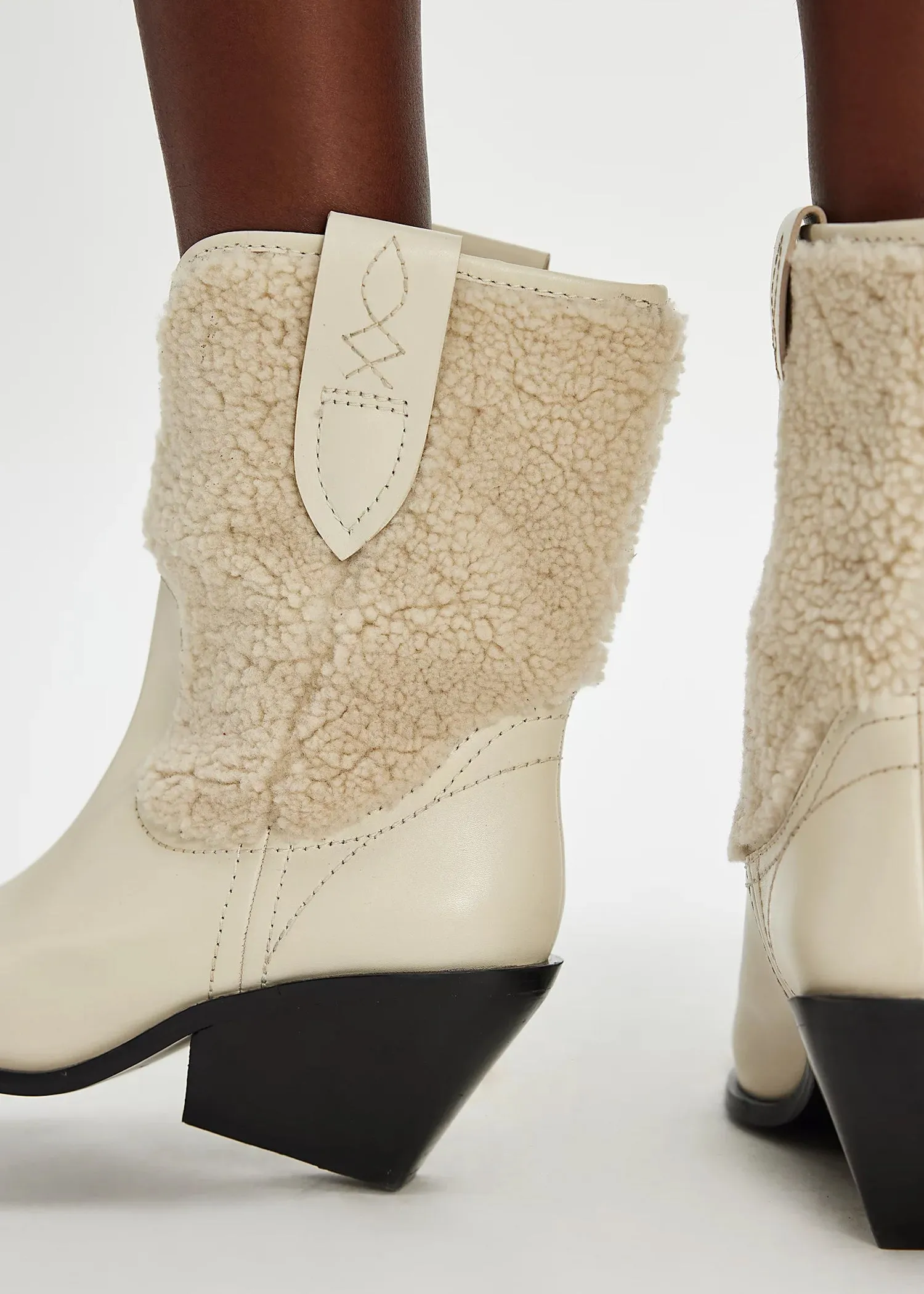 Free People Pitchfork Point Shearling Western Boots - FS