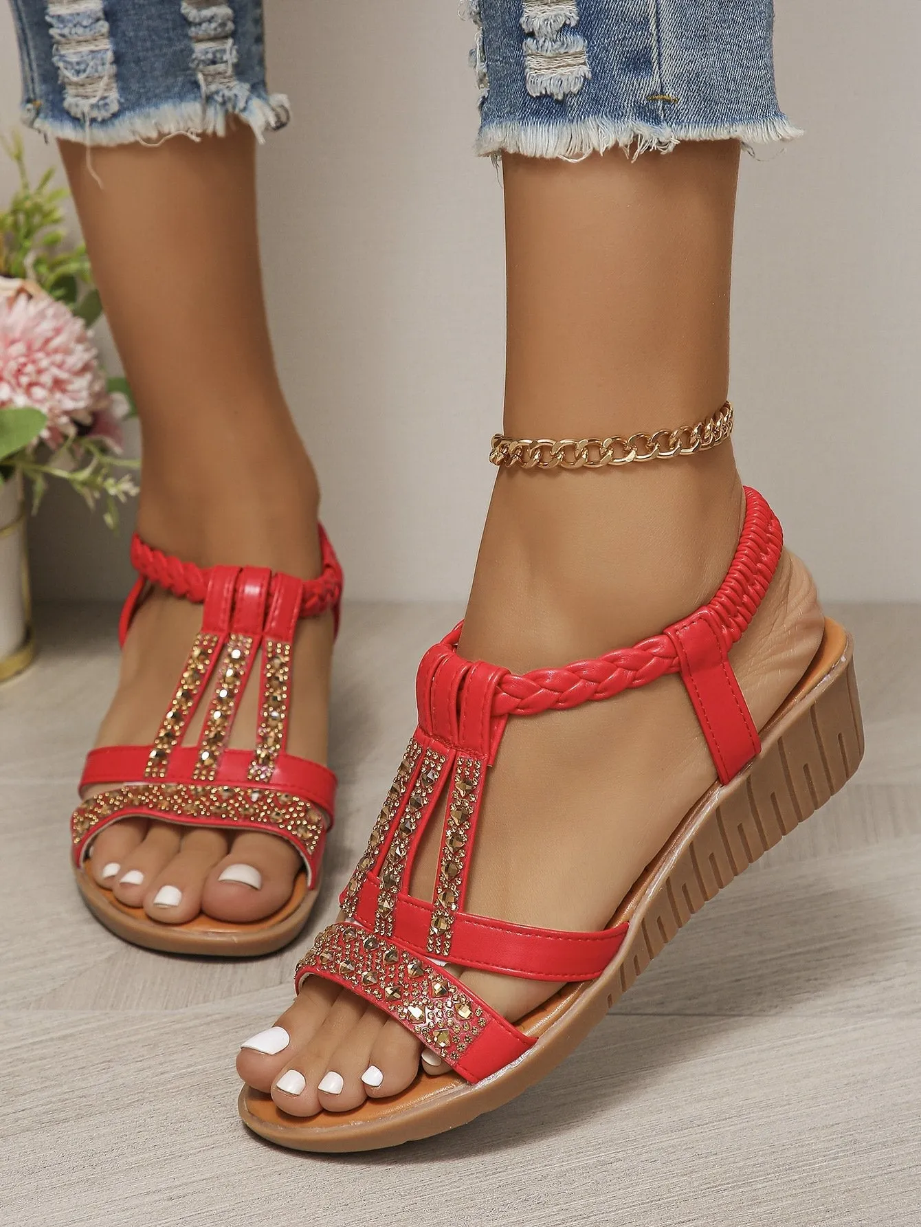 🔥Limited Time Offer 49% OFF🔥Women's New Summer Rhinestone Open Toe Orthopaedic Sandals