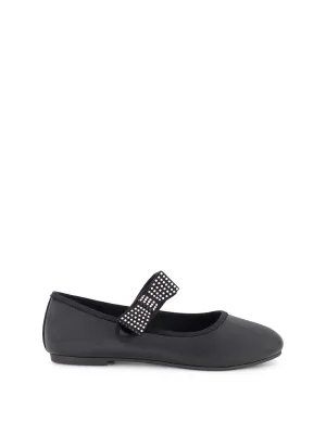 Little Girls' Amy Crystal Bow Ballet Flat in Black