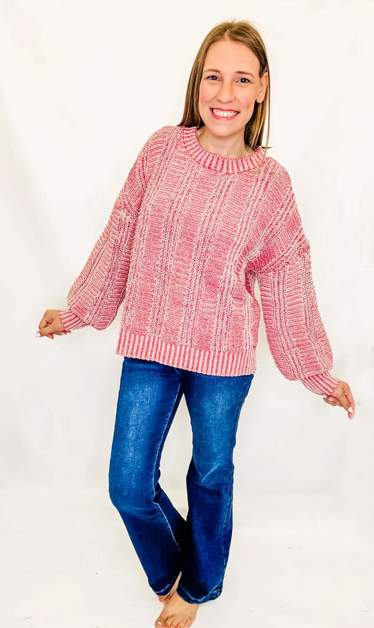Mauve Two-Tone Knit Sweater