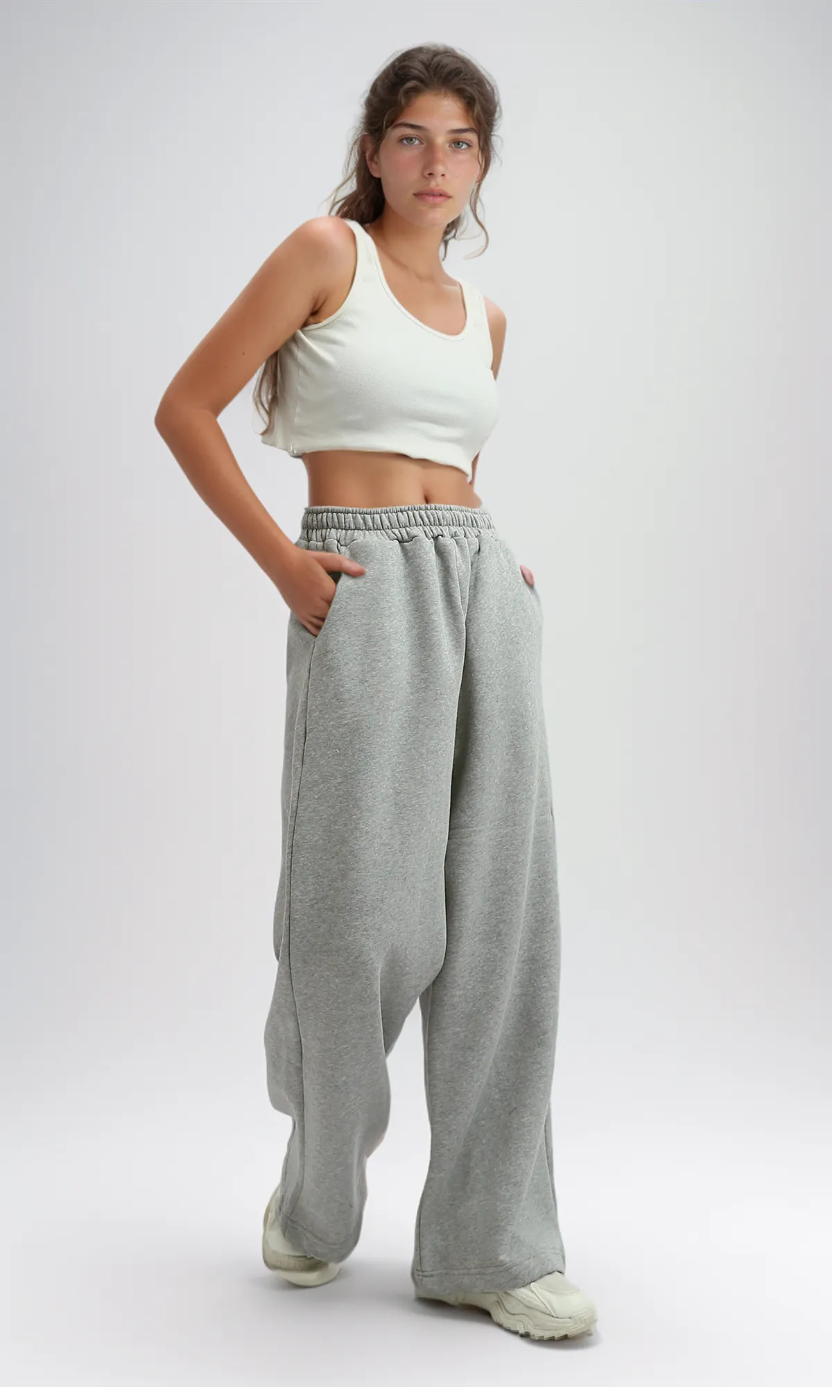 O199400 Heather Grey Cotton Jogger Pants