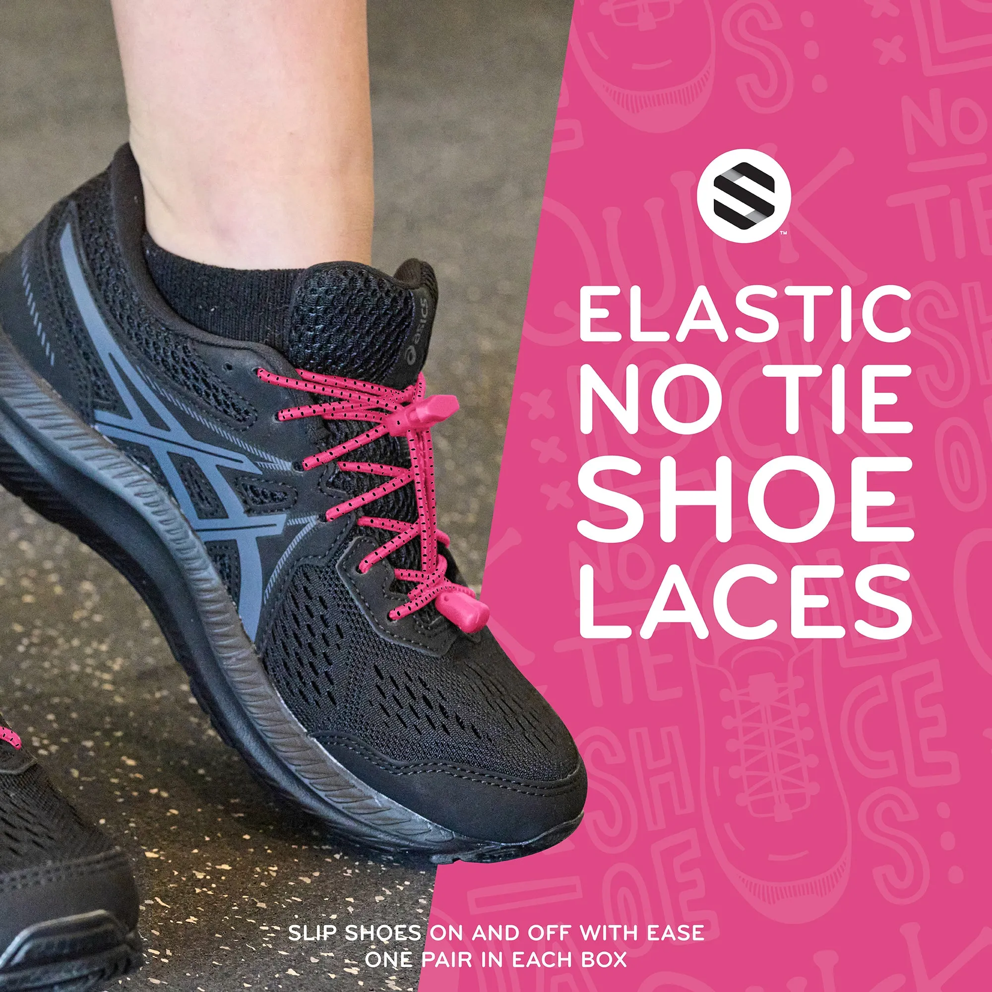 Pink Quick Lock No Tie Elastic Shoelaces