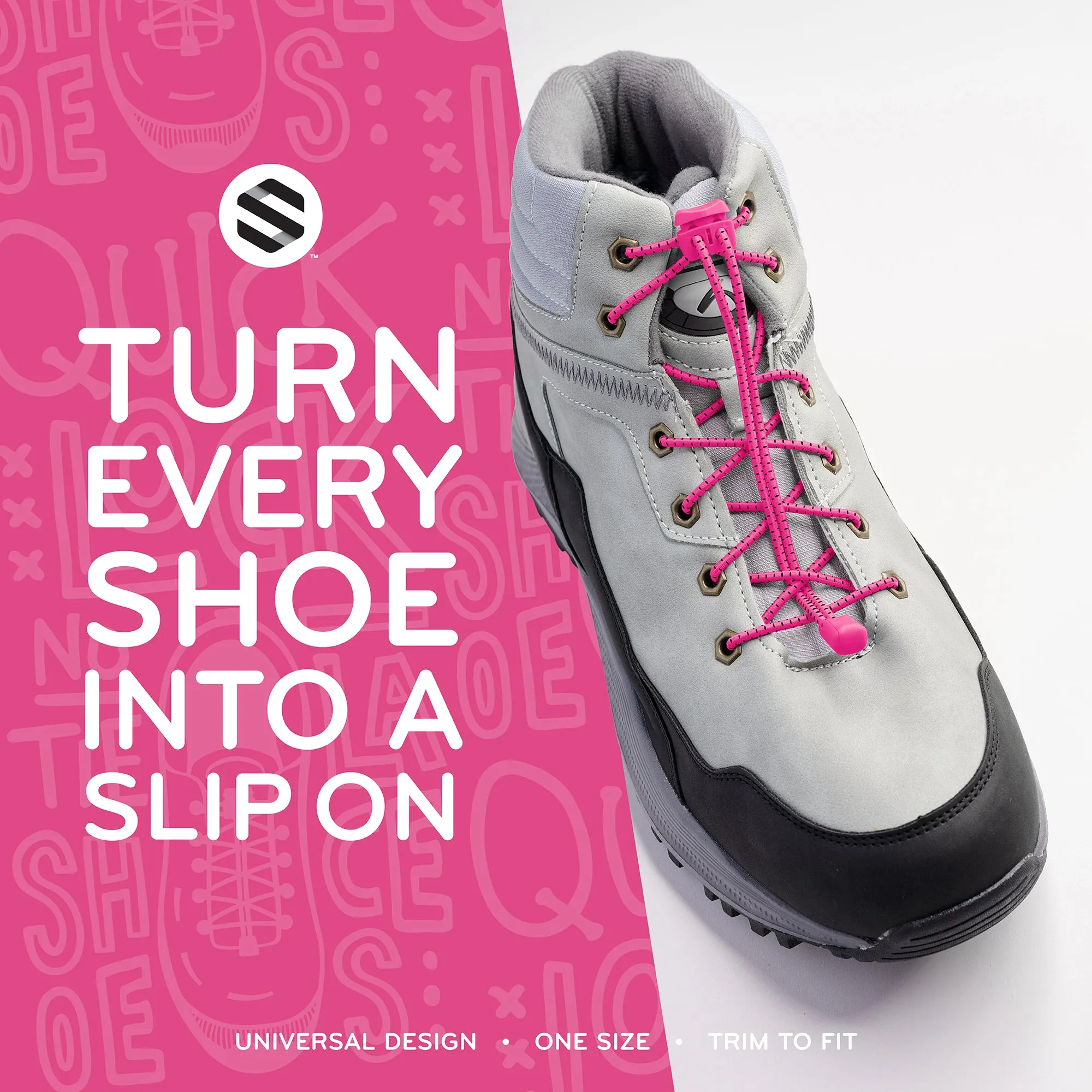 Pink Quick Lock No Tie Elastic Shoelaces