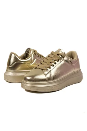 Shimmer Delight Metallic Sneakers in Gold