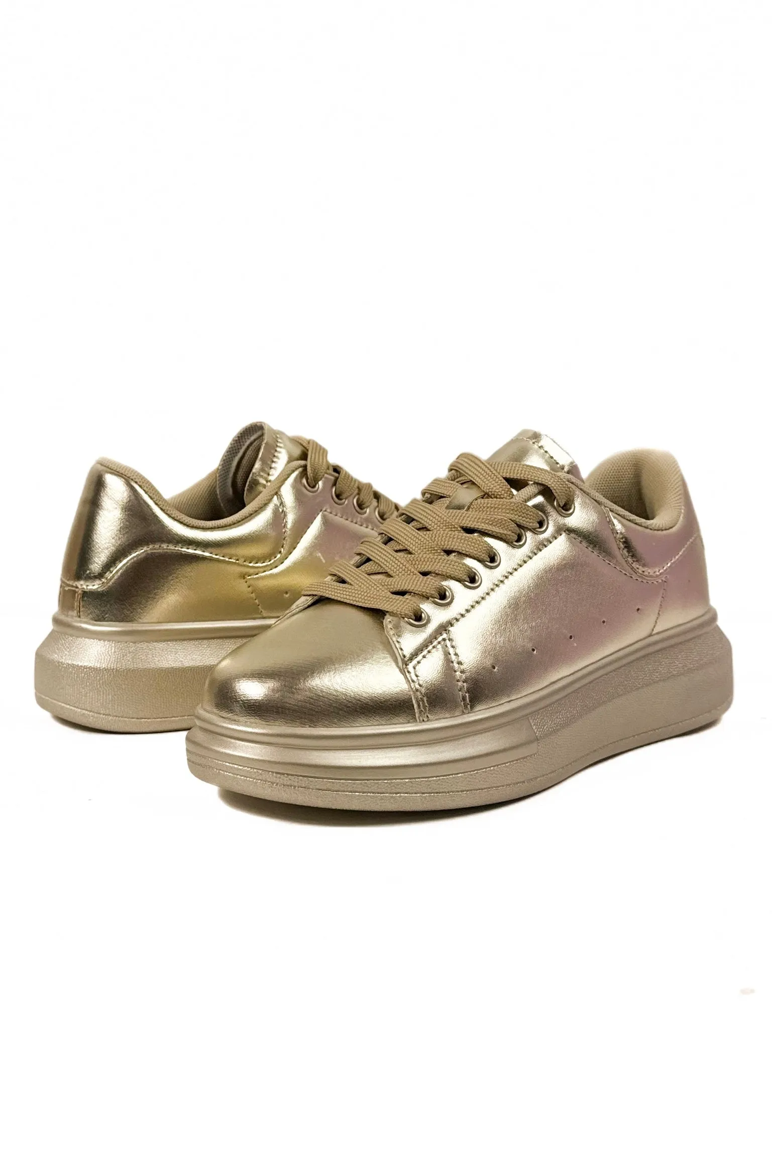Shimmer Delight Metallic Sneakers in Gold
